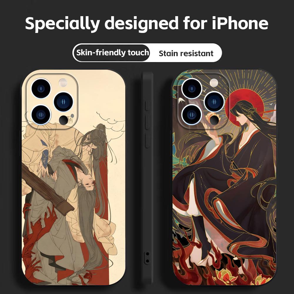 Phone Case Anime - ホットなアニメ「呪術廻戦」スマホケース iPhone 16/16e/15/14/13/12/11 Plus/Mini/Pro/Max対応 ソフトブラック耐衝撃カバー